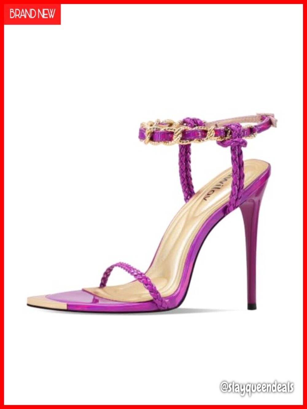 Ouwilov Women's Strappy Open Toe Stiletto Heeled Sandals Faux Leather Lace Up